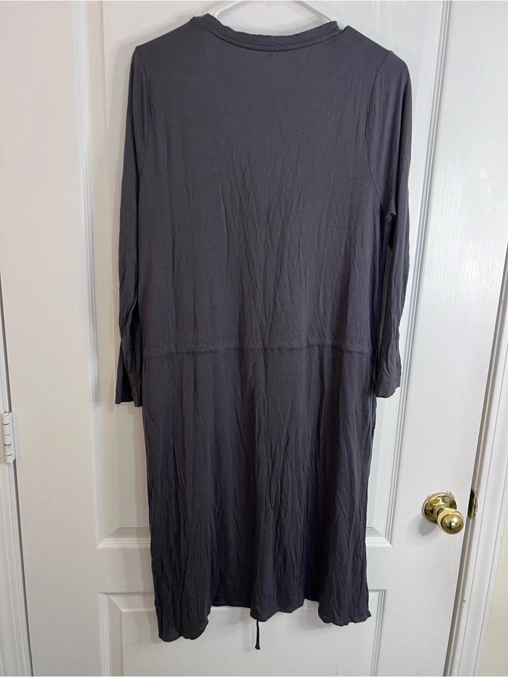 J.crew Casual Long Sleeve Drawstring Henley Dress Charcoal Gray size xL